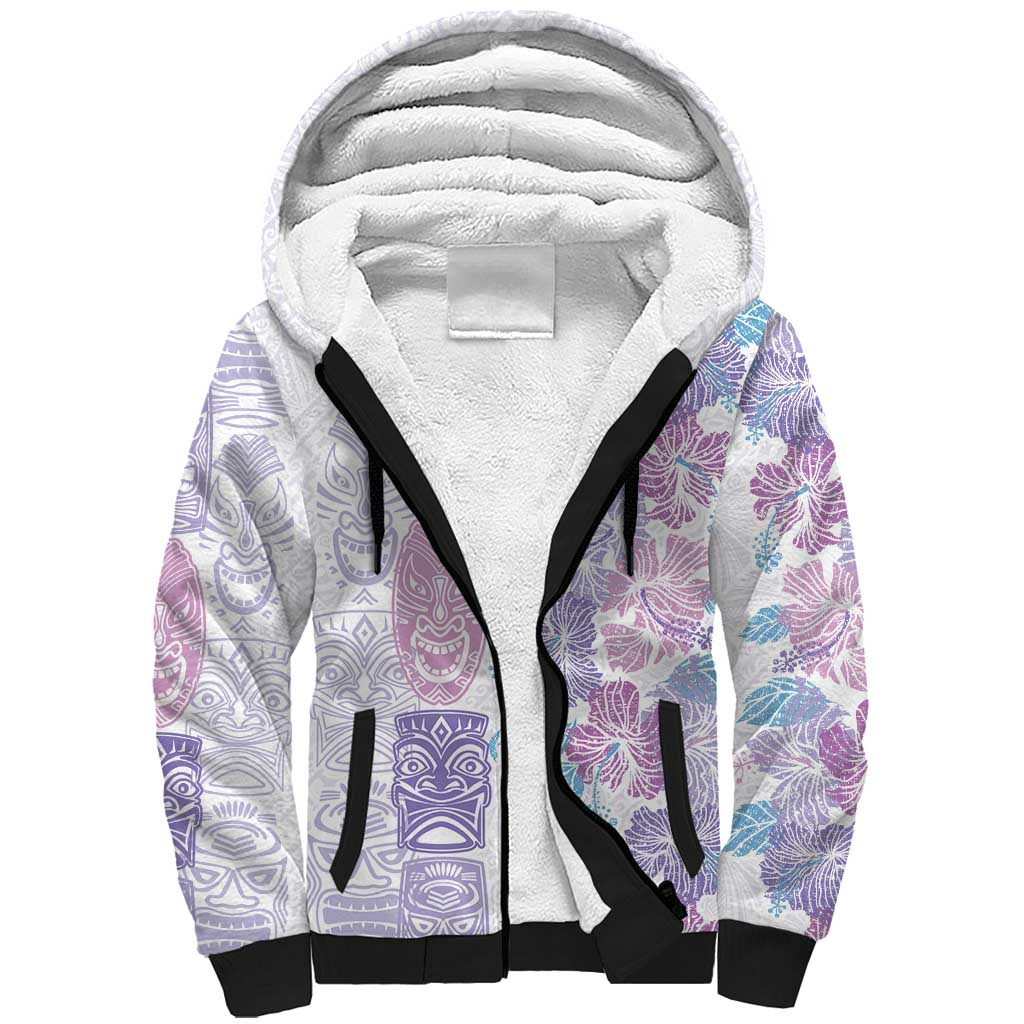 Christmas Aloha Hawaii Tiki Sherpa Hoodie Hibiscus Winter Colors - Polynesian Pride