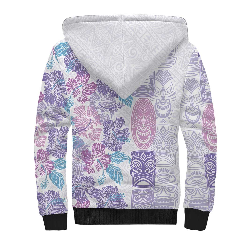 Christmas Aloha Hawaii Tiki Sherpa Hoodie Hibiscus Winter Colors - Polynesian Pride