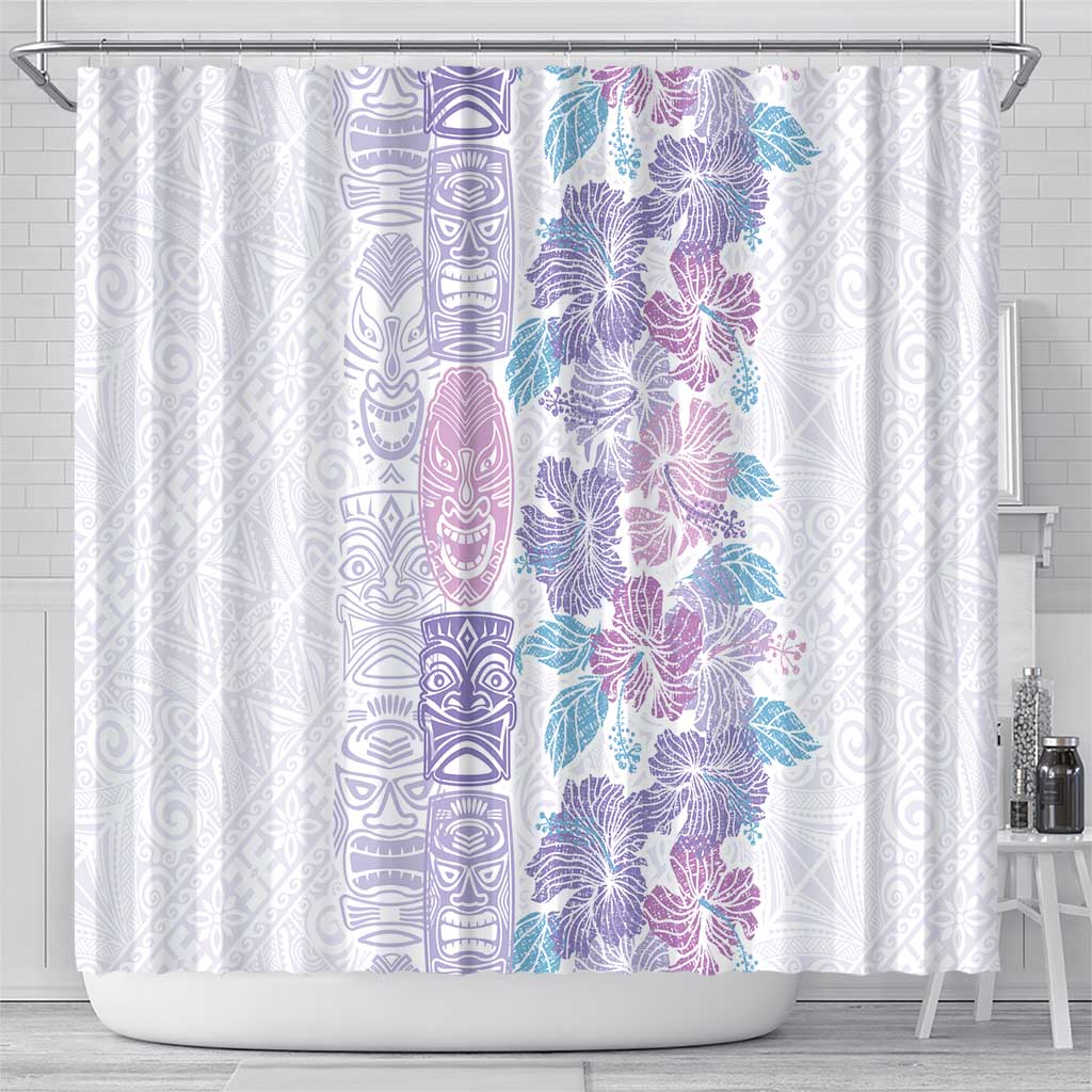 Christmas Aloha Hawaii Tiki Shower Curtain Hibiscus Winter Colors - Polynesian Pride