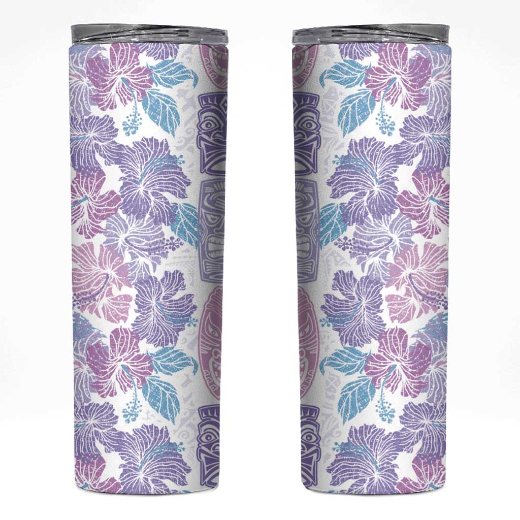 Christmas Aloha Hawaii Tiki Skinny Tumbler Hibiscus Winter Colors - Polynesian Pride