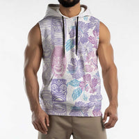 Christmas Aloha Hawaii Tiki Sleeveless Hoodie Hibiscus Winter Colors - Polynesian Pride