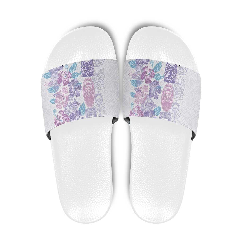 Christmas Aloha Hawaii Tiki Slide Sandals Hibiscus Winter Colors - Polynesian Pride