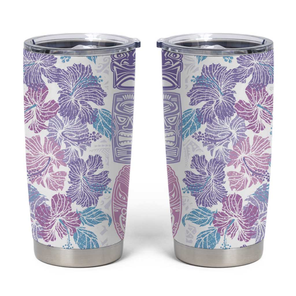 Christmas Aloha Hawaii Tiki Tumbler Cup Hibiscus Winter Colors - Polynesian Pride