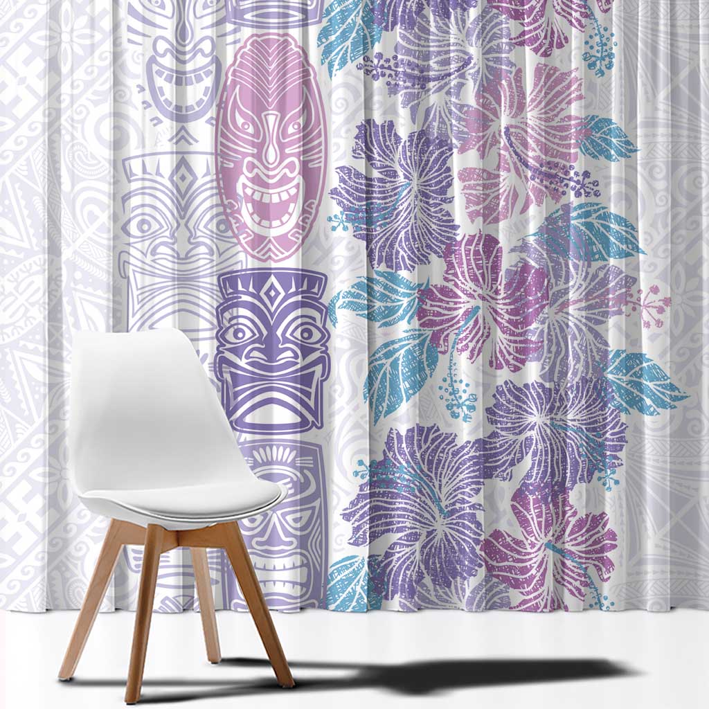 Christmas Aloha Hawaii Tiki Window Curtain Hibiscus Winter Colors - Polynesian Pride