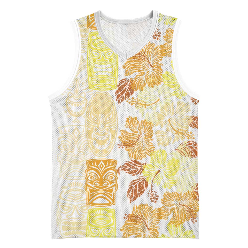 Christmas Aloha Hawaii Tiki Basketball Jersey Hibiscus Autumn Colors - Polynesian Pride