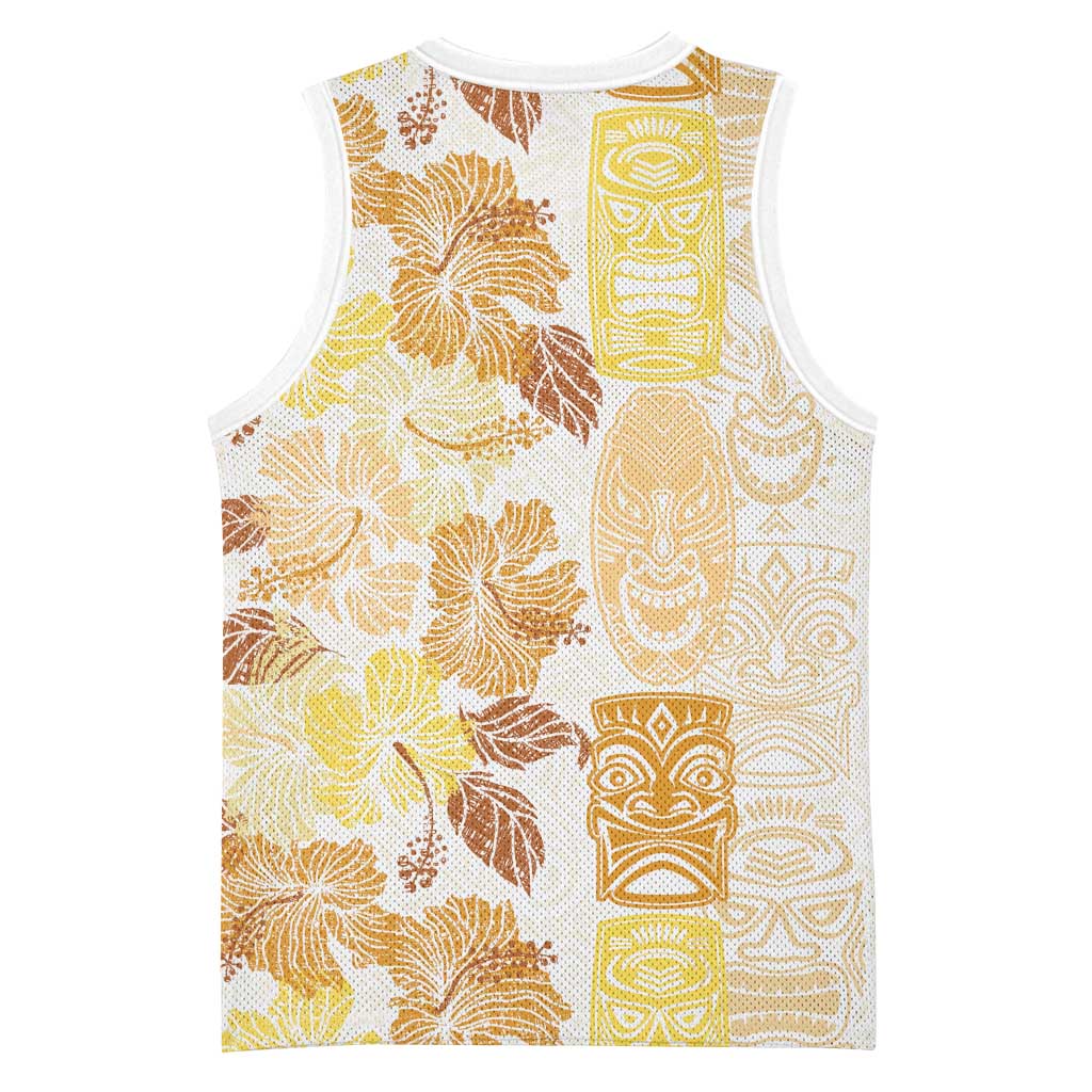Christmas Aloha Hawaii Tiki Basketball Jersey Hibiscus Autumn Colors - Polynesian Pride