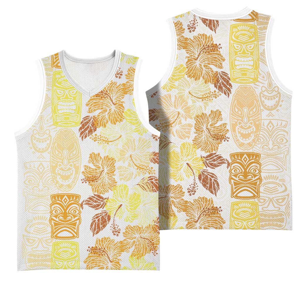 Christmas Aloha Hawaii Tiki Basketball Jersey Hibiscus Autumn Colors - Polynesian Pride