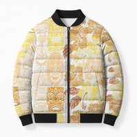 Christmas Aloha Hawaii Tiki Bomber Puffer Jacket Hibiscus Autumn Colors - Polynesian Pride