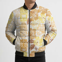 Christmas Aloha Hawaii Tiki Bomber Puffer Jacket Hibiscus Autumn Colors - Polynesian Pride