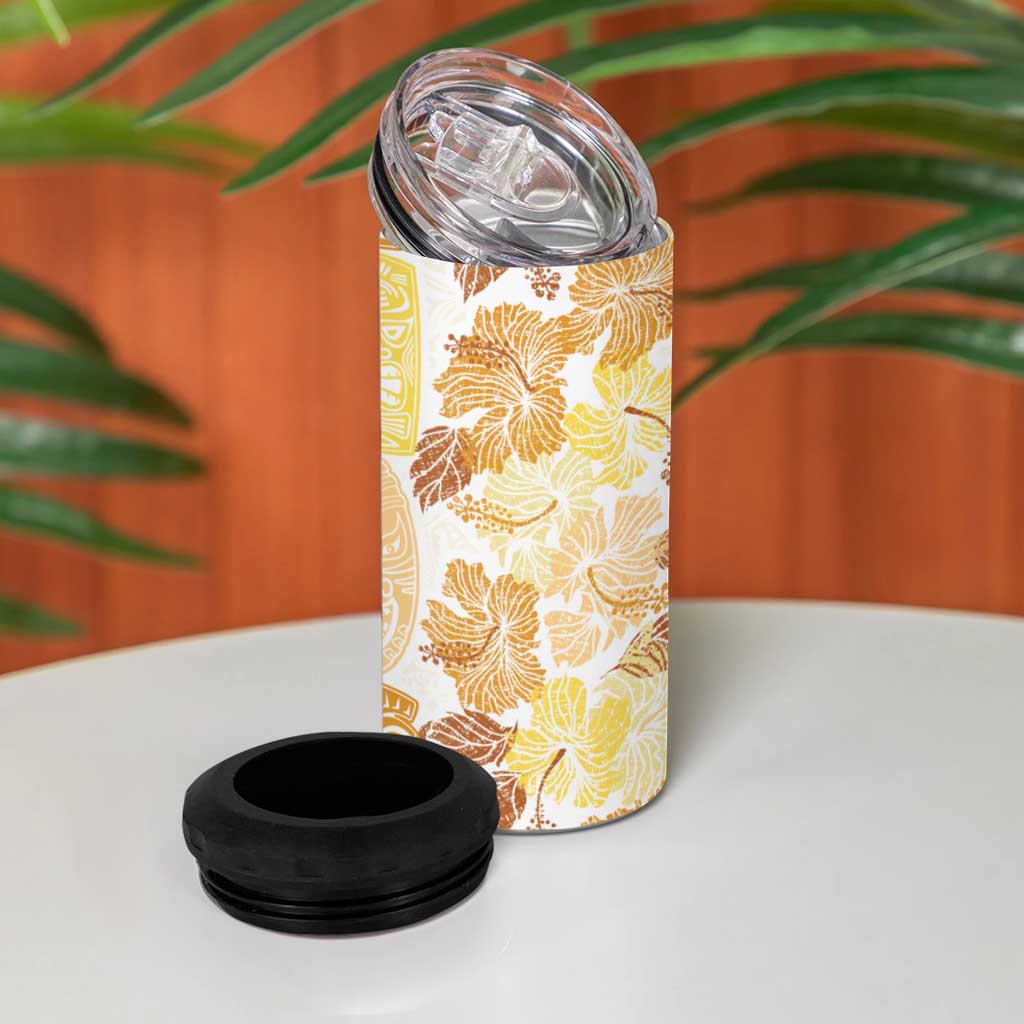 Christmas Aloha Hawaii Tiki 4 in 1 Can Cooler Tumbler Hibiscus Autumn Colors - Polynesian Pride