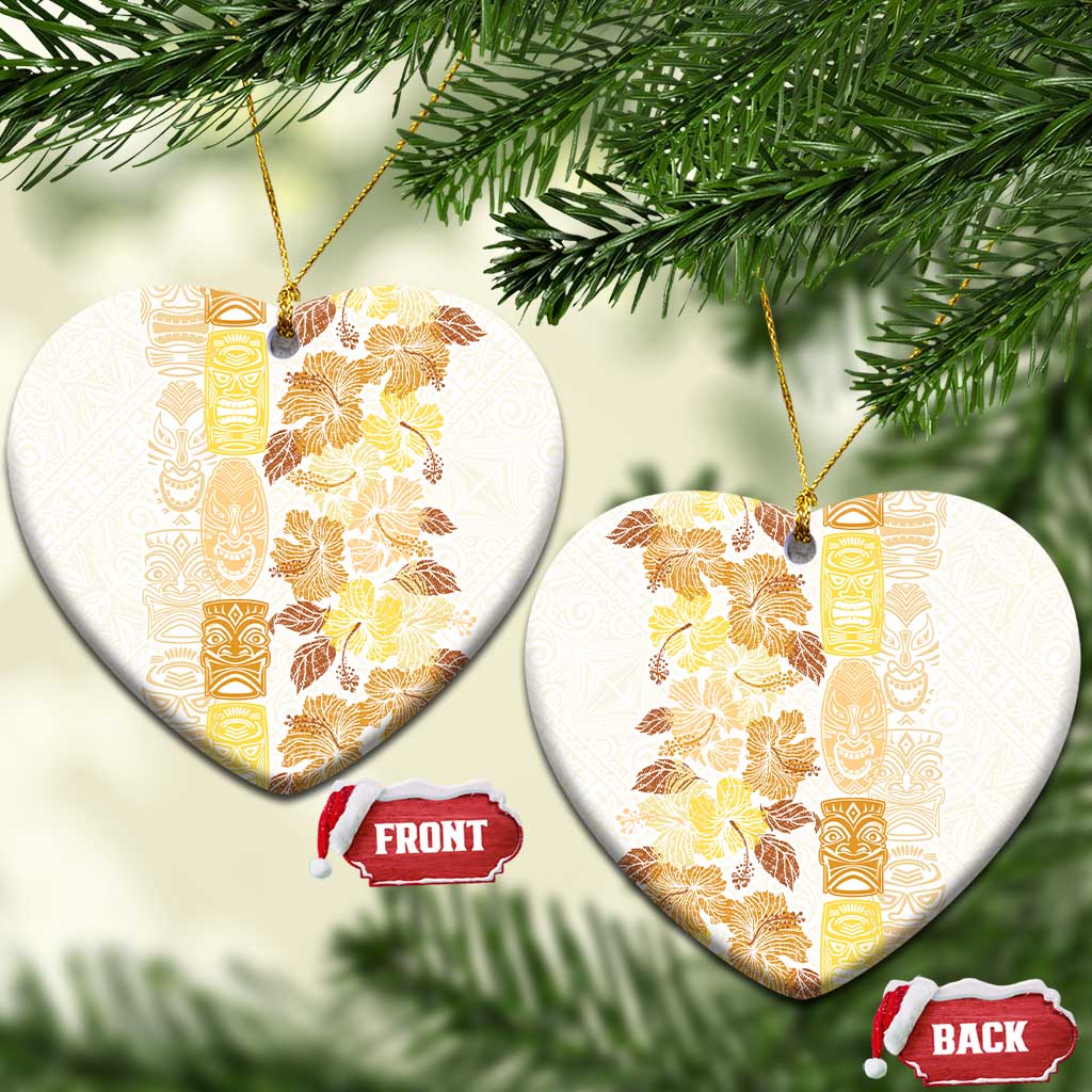 Christmas Aloha Hawaii Tiki Ceramic Ornament Hibiscus Autumn Colors - Polynesian Pride