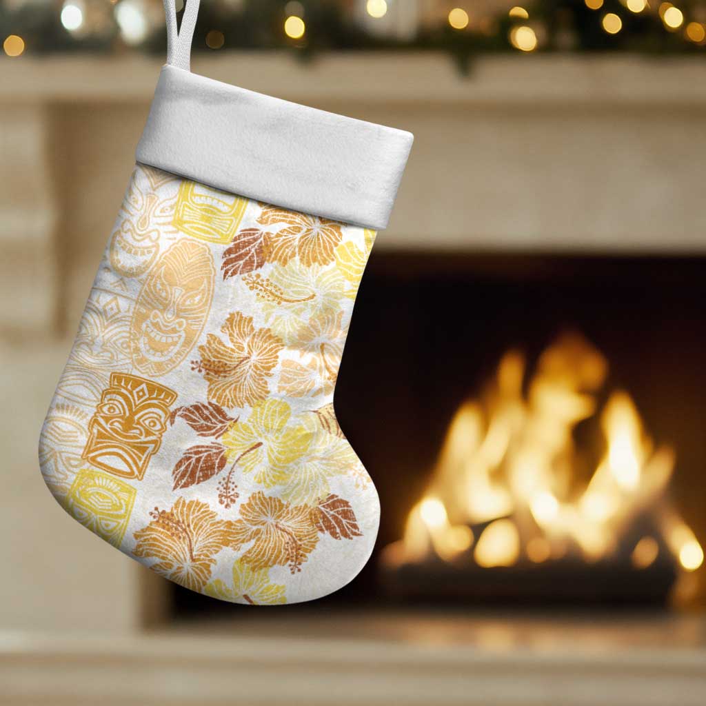 Christmas Aloha Hawaii Tiki Christmas Stocking Hibiscus Autumn Colors - Polynesian Pride