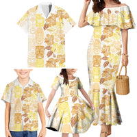 Christmas Aloha Hawaii Tiki Family Matching Mermaid Dress and Hawaiian Shirt Hibiscus Autumn Colors - Polynesian Pride