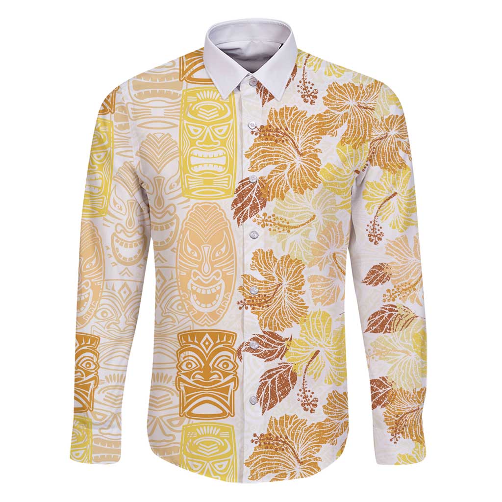 Christmas Aloha Hawaii Tiki Family Matching Puletasi and Hawaiian Shirt Hibiscus Autumn Colors - Polynesian Pride