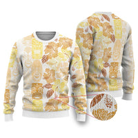 Christmas Aloha Hawaii Tiki Ugly Christmas Sweater Hibiscus Autumn Colors - Polynesian Pride
