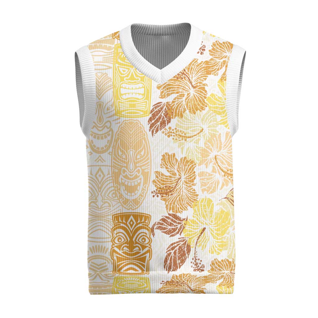 Christmas Aloha Hawaii Tiki Christmas Knitted V-Neck Vest Hibiscus Autumn Colors - Polynesian Pride