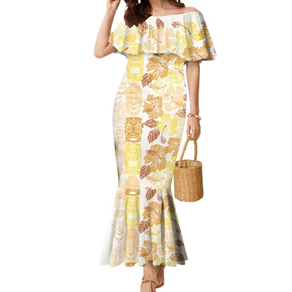 Christmas Aloha Hawaii Tiki Mermaid Dress Hibiscus Autumn Colors - Polynesian Pride