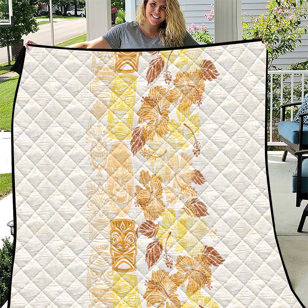 Christmas Aloha Hawaii Tiki Quilt Hibiscus Autumn Colors - Polynesian Pride