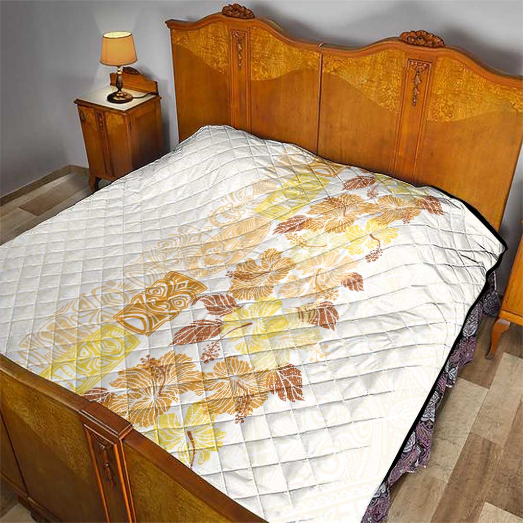 Christmas Aloha Hawaii Tiki Quilt Hibiscus Autumn Colors - Polynesian Pride