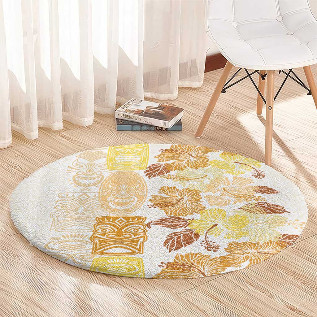Christmas Aloha Hawaii Tiki Round Carpet Hibiscus Autumn Colors - Polynesian Pride
