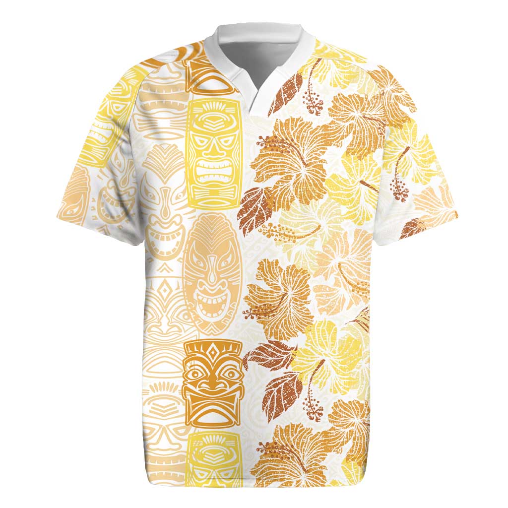 Christmas Aloha Hawaii Tiki Rugby Jersey Hibiscus Autumn Colors - Polynesian Pride