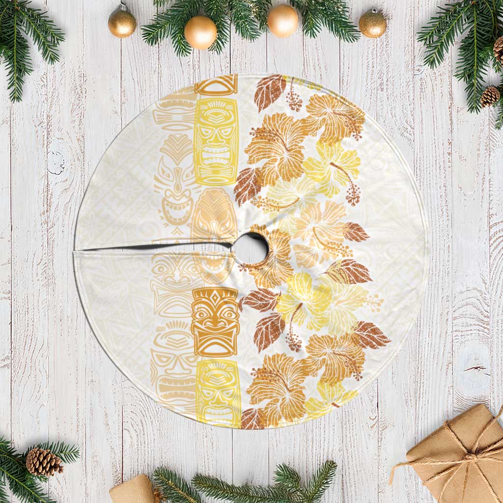 Christmas Aloha Hawaii Tiki Tree Skirt Hibiscus Autumn Colors - Polynesian Pride