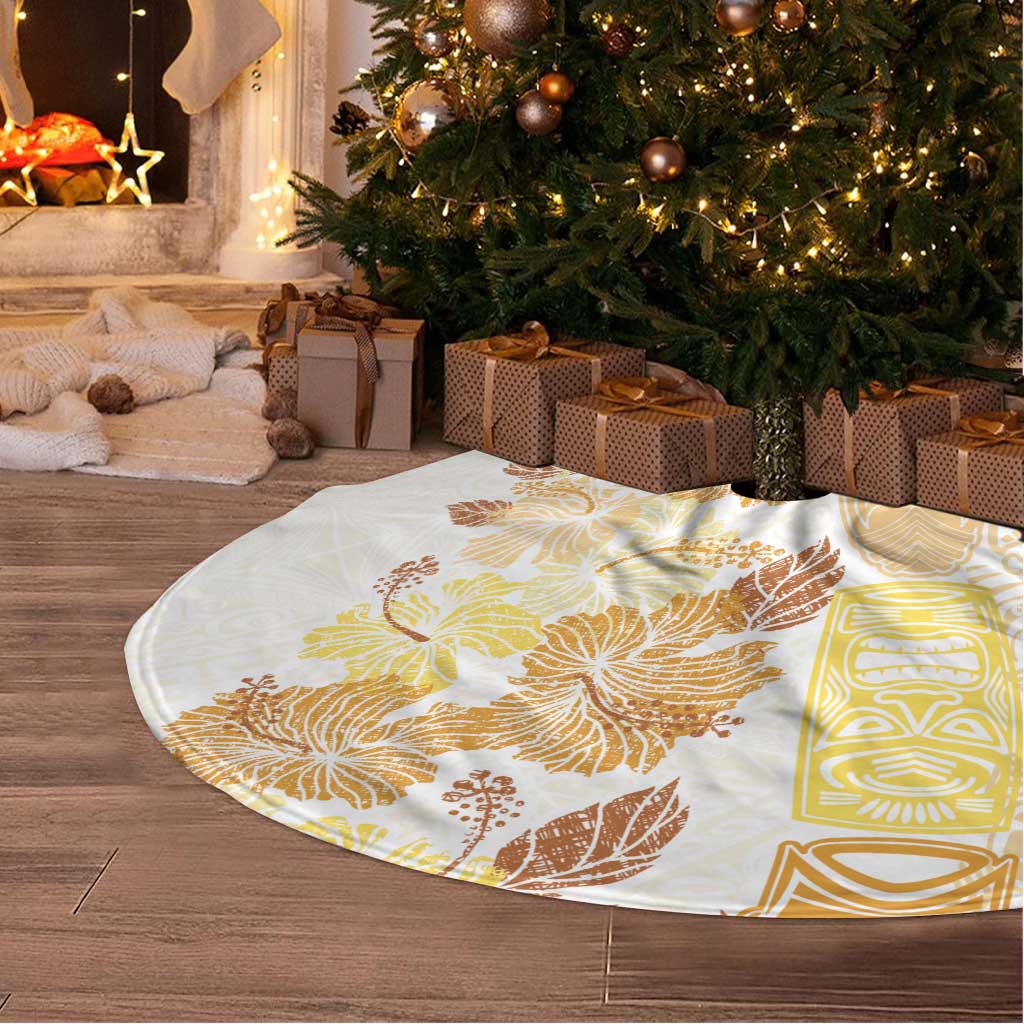 Christmas Aloha Hawaii Tiki Tree Skirt Hibiscus Autumn Colors - Polynesian Pride