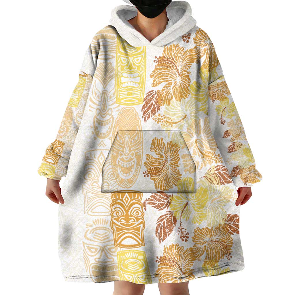Christmas Aloha Hawaii Tiki Wearable Blanket Hoodie Hibiscus Autumn Colors - Polynesian Pride
