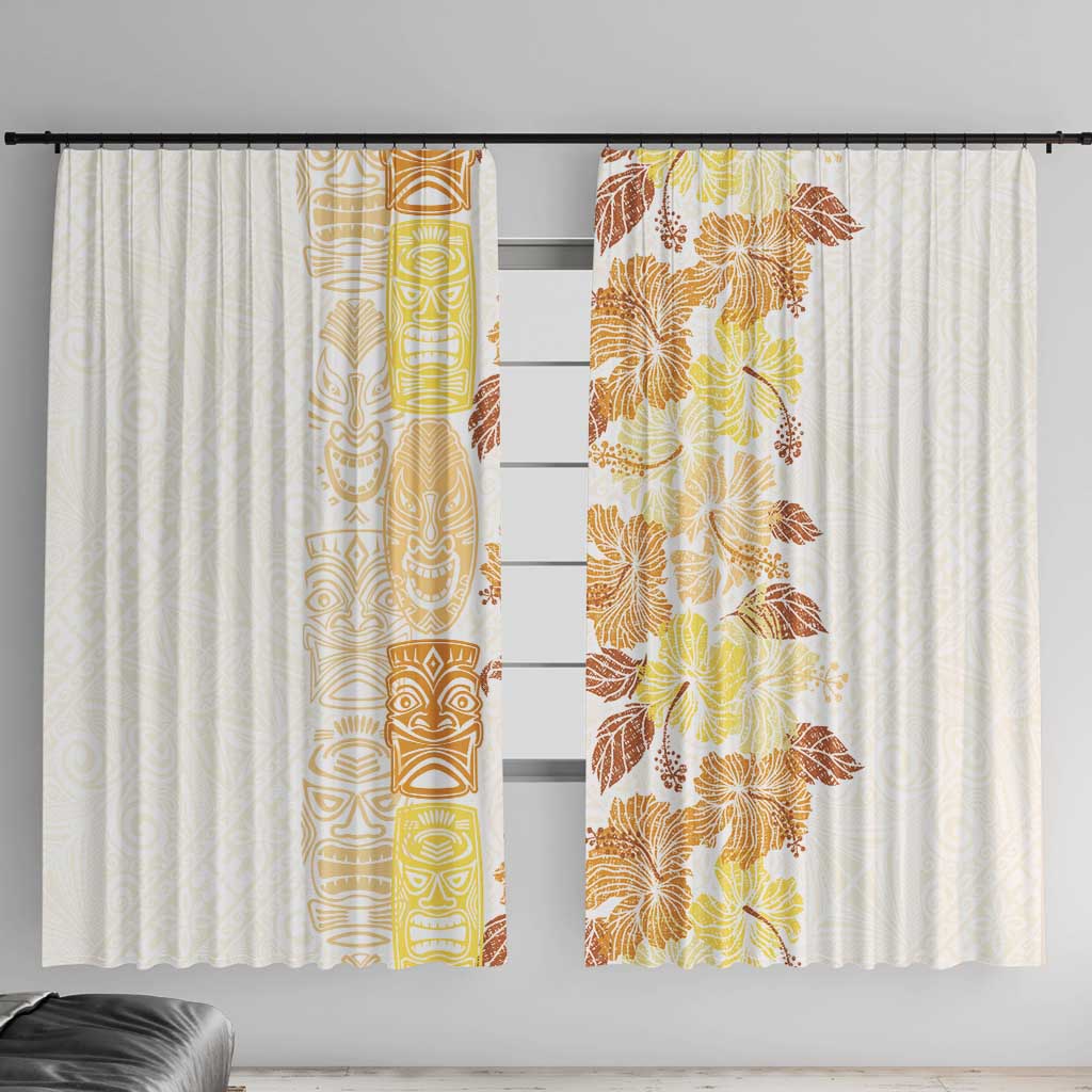 Christmas Aloha Hawaii Tiki Window Curtain Hibiscus Autumn Colors - Polynesian Pride