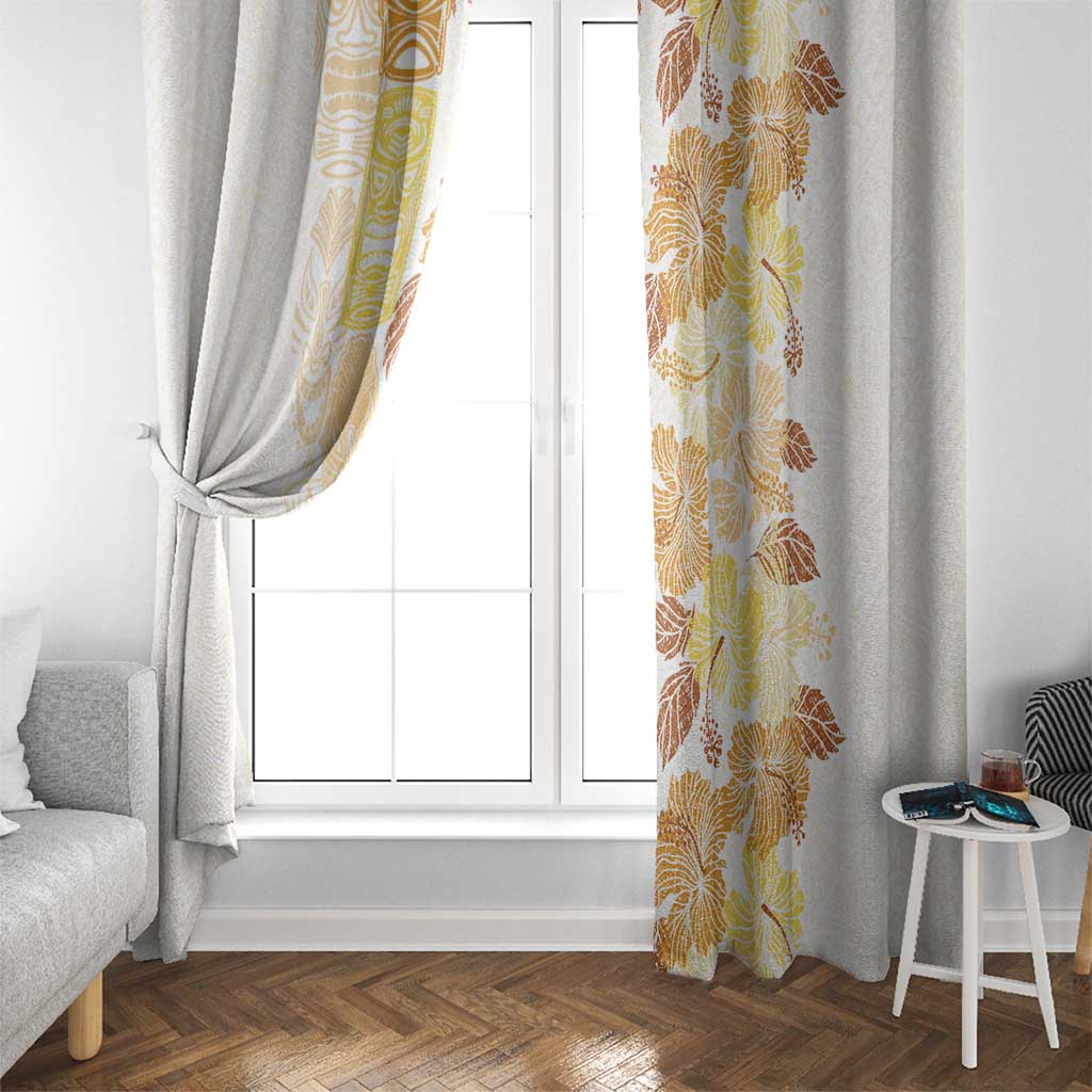 Christmas Aloha Hawaii Tiki Window Curtain Hibiscus Autumn Colors - Polynesian Pride