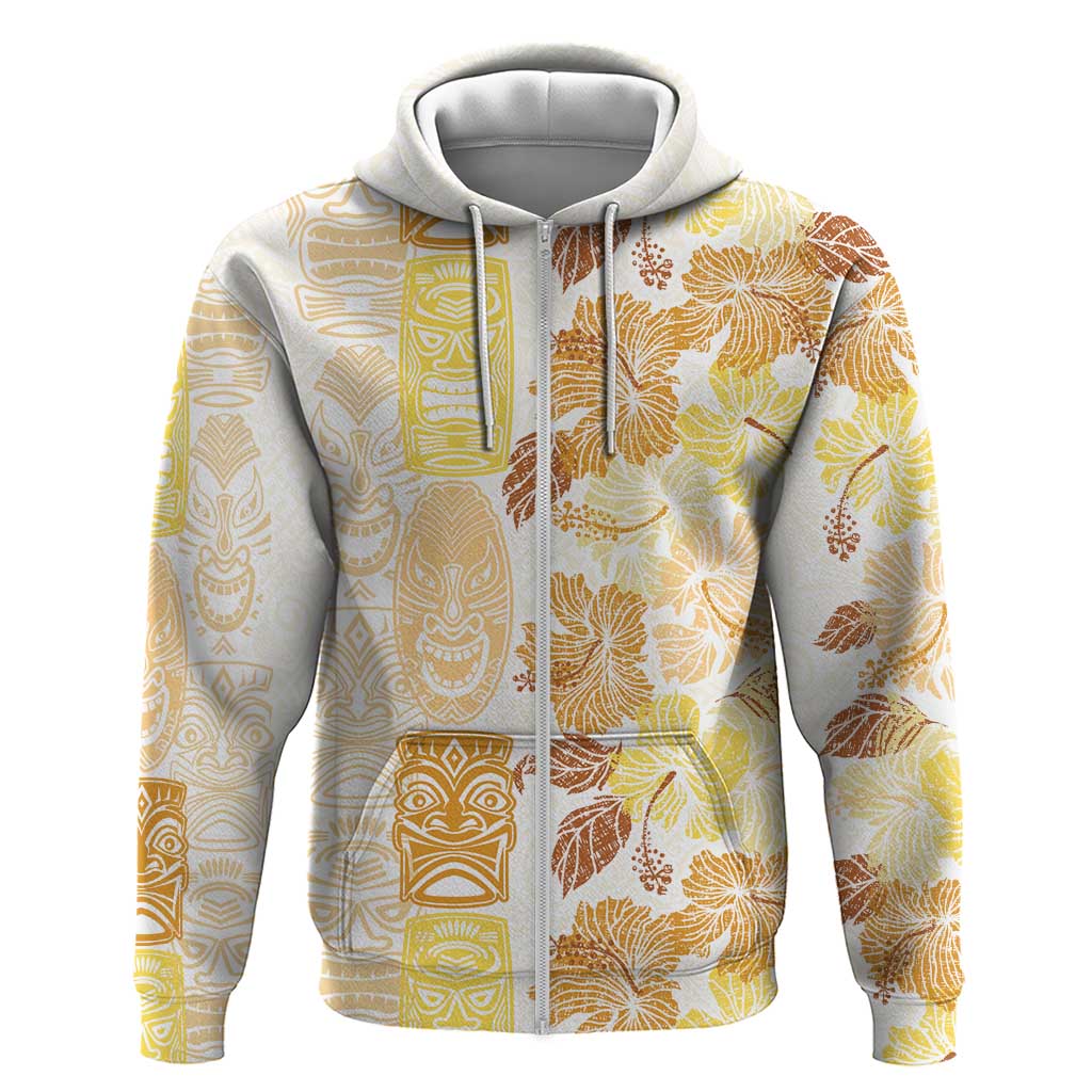 Christmas Aloha Hawaii Tiki Zip Hoodie Hibiscus Autumn Colors - Polynesian Pride