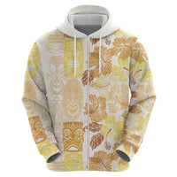 Christmas Aloha Hawaii Tiki Zip Hoodie Hibiscus Autumn Colors - Polynesian Pride