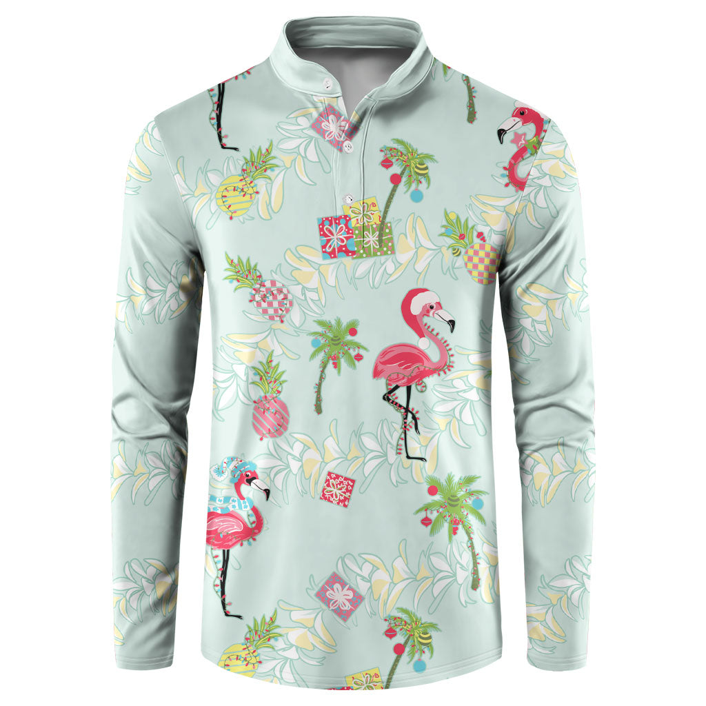 Aloha Hawaii Christmas Seamless Button Sweatshirt Plumeria Lei LT7 Cerulean - Polynesian Pride