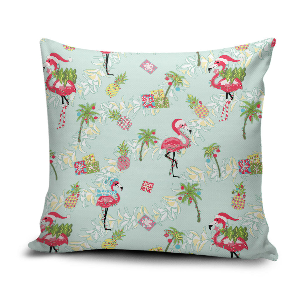 Aloha Hawaii Christmas Seamless Pillow Cover Plumeria Lei