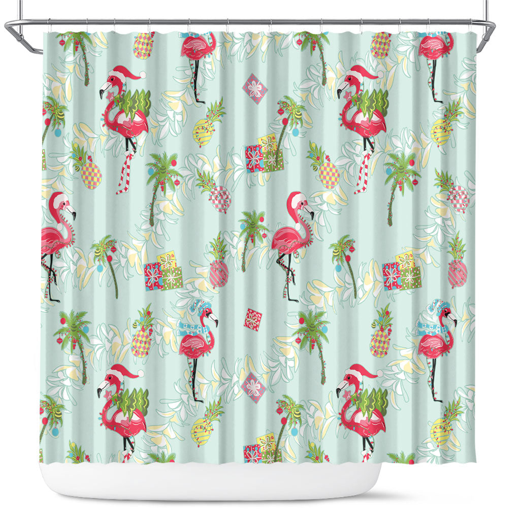 Aloha Hawaii Christmas Seamless Shower Curtain Plumeria Lei