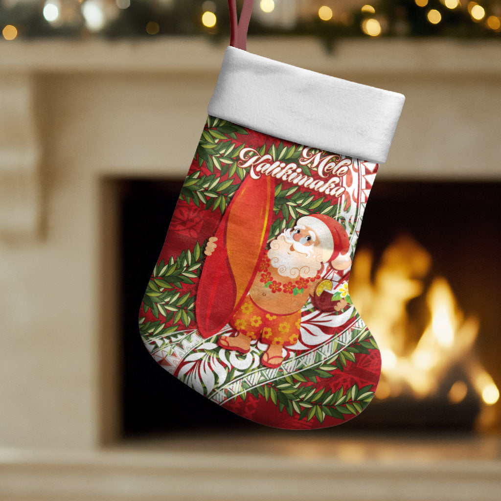 Mele Kalikimaka Hawaii Christmas Maile Lei Christmas Stocking Tropical Santa