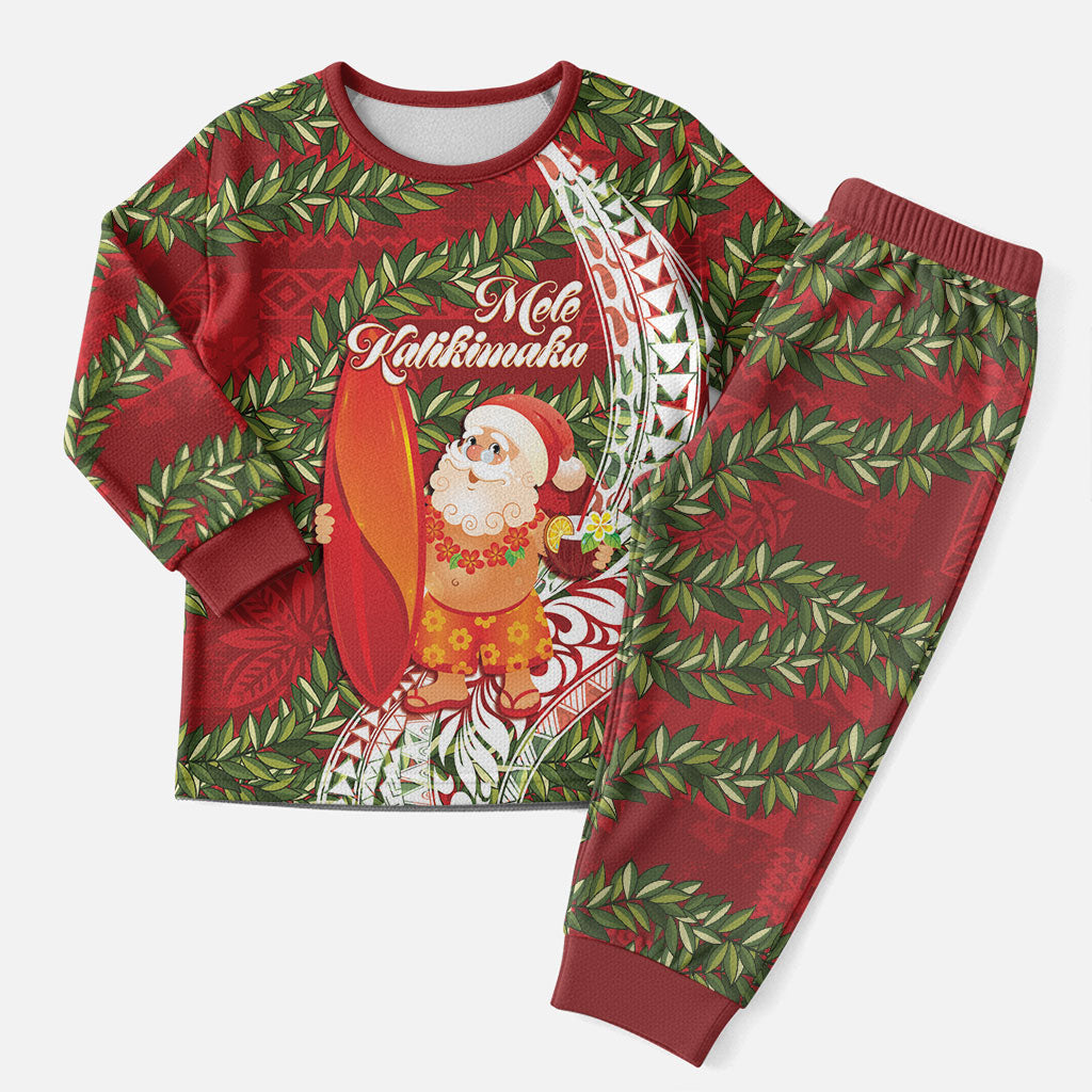 Mele Kalikimaka Hawaii Christmas Maile Lei Christmas Pajama Set Tropical Santa