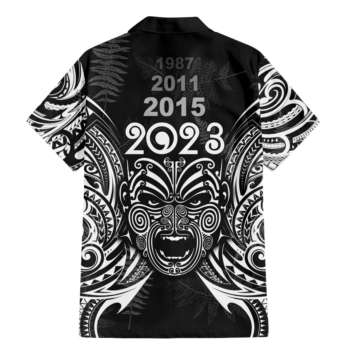 Custom New Zealand Rugby Family Matching Mermaid Dress and Hawaiian Shirt 2023 World Cup Aotearoa Haka Face LT7 - Polynesian Pride
