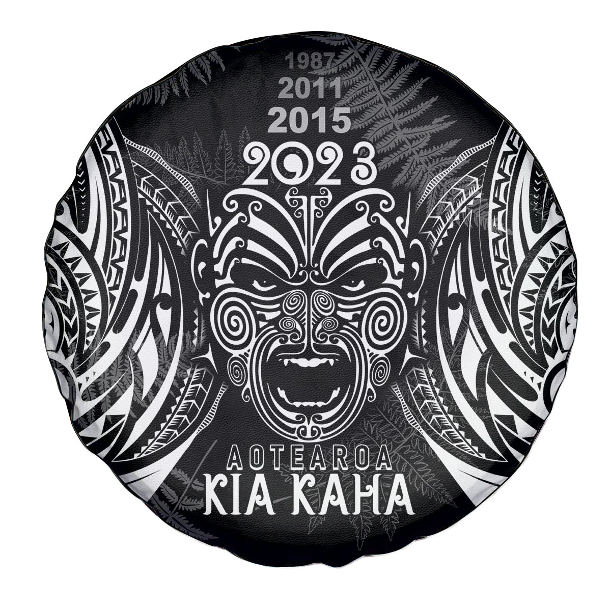 Custom New Zealand Rugby Spare Tire Cover 2023 World Cup Aotearoa Haka Face LT7 - Polynesian Pride