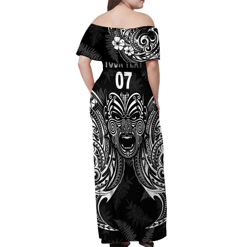 New Zealand Rugby Off Shoulder Maxi Dress 2023 World Cup Aotearoa Create History LT7 - Polynesian Pride