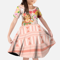 Aloha Hawaii Family Matching Off The Shoulder Long Sleeve Dress and Hawaiian Shirt Kawaii Mele Kalikimaka - Pastel Fever