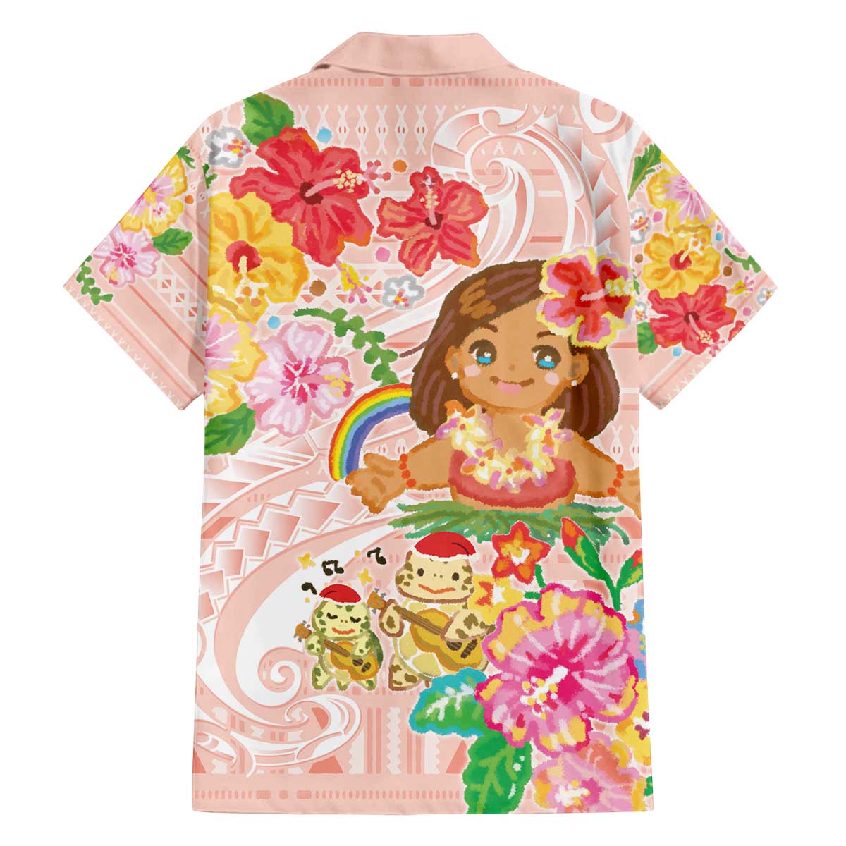 Aloha Hawaii Family Matching Off The Shoulder Long Sleeve Dress and Hawaiian Shirt Kawaii Mele Kalikimaka - Pastel Fever
