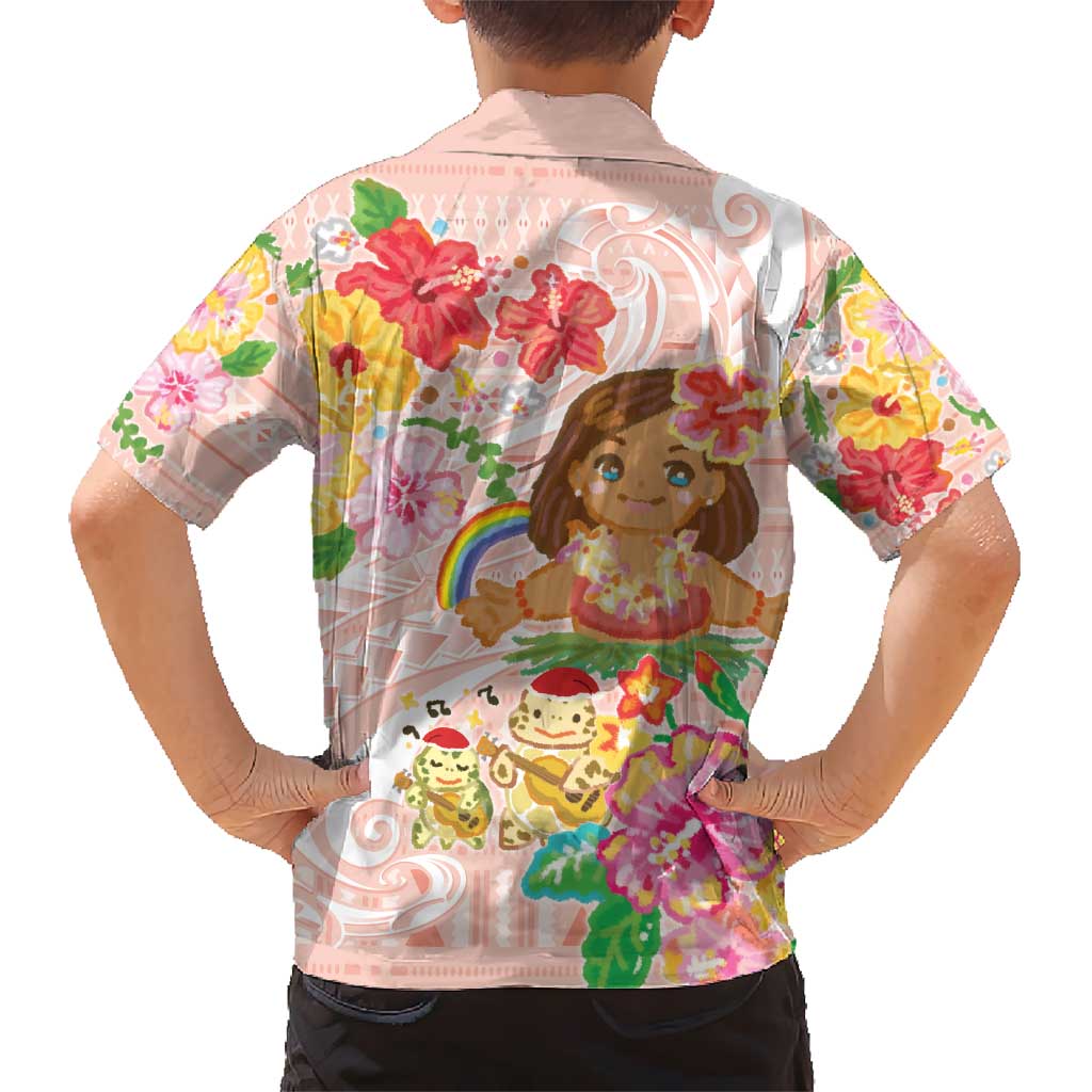 Aloha Hawaii Kid Hawaiian Shirt Kawaii Mele Kalikimaka - Pastel Fever LT7 - Polynesian Pride