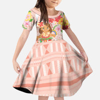 Aloha Hawaii Kid Short Sleeve Dress Kawaii Mele Kalikimaka - Pastel Fever