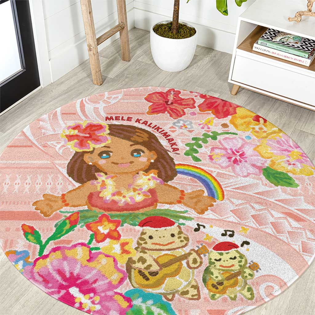 Aloha Hawaii Round Carpet Kawaii Mele Kalikimaka - Pastel Fever LT7 Peach - Polynesian Pride