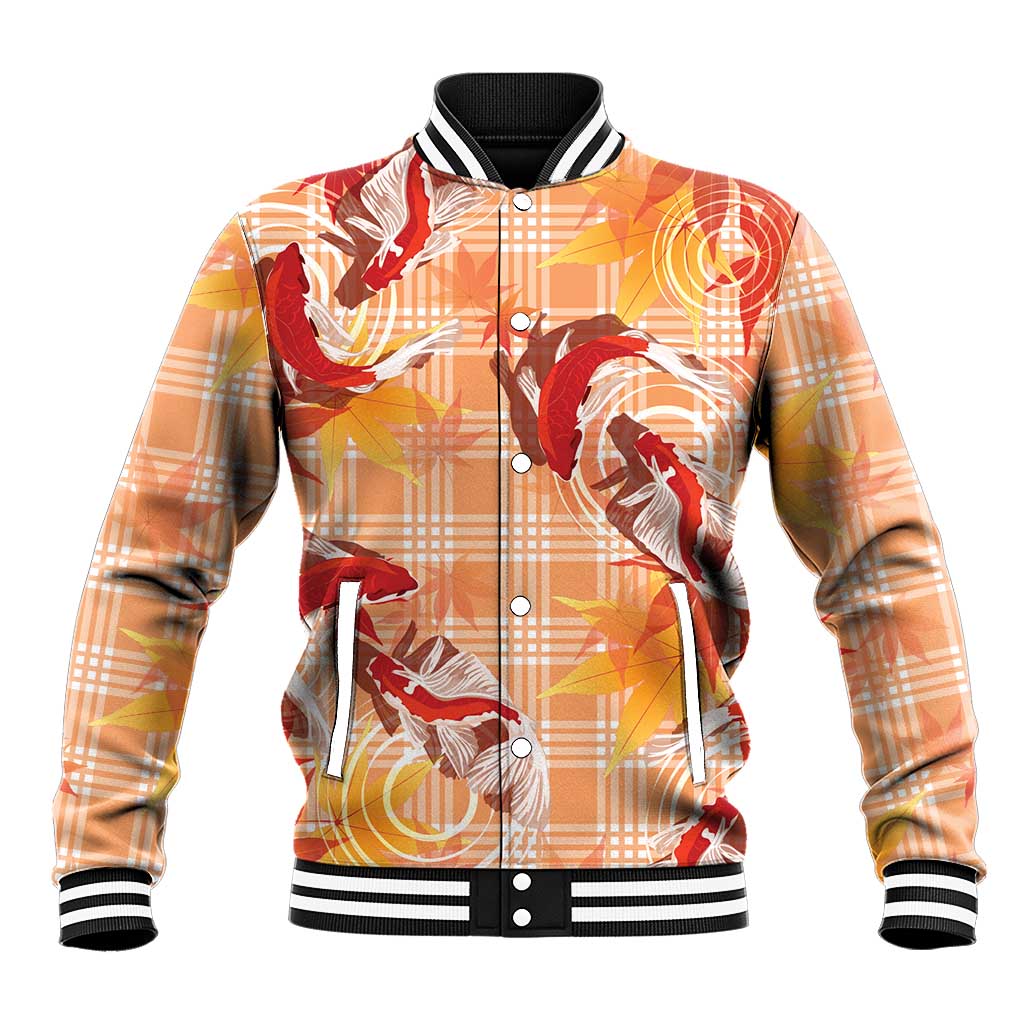 Orange Palaka Hawaii Aloha Baseball Jacket Koi Pond Mix Japanese Maple - Polynesian Pride