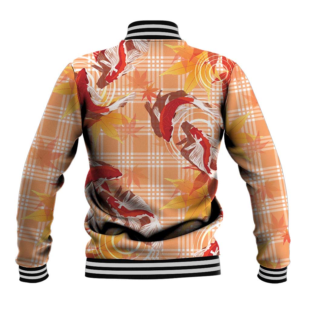 Orange Palaka Hawaii Aloha Baseball Jacket Koi Pond Mix Japanese Maple - Polynesian Pride