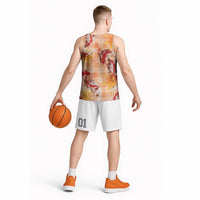 Orange Palaka Hawaii Aloha Basketball Jersey Koi Pond Mix Japanese Maple - Polynesian Pride