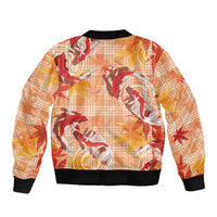 Orange Palaka Hawaii Aloha Bomber Jacket Koi Pond Mix Japanese Maple - Polynesian Pride