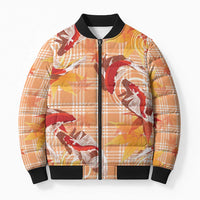 Orange Palaka Hawaii Aloha Bomber Puffer Jacket Koi Pond Mix Japanese Maple - Polynesian Pride